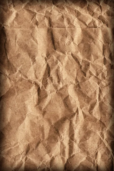 Reciclar Brown Kraft bolsa de papel grano grueso triturado arrugado viñeta Grunge textura — Foto de Stock