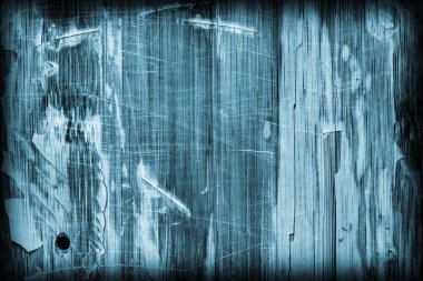 Eski mavi lekeli vernikli ahşap Lamine Panel çizilmiş soyulmuş Grunge doku kırık