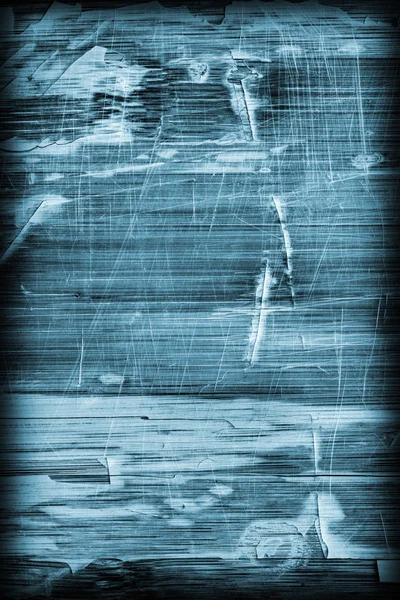Velho azul manchado envernizado painel laminado de madeira rachado raspado descascado grunge textura — Fotografia de Stock