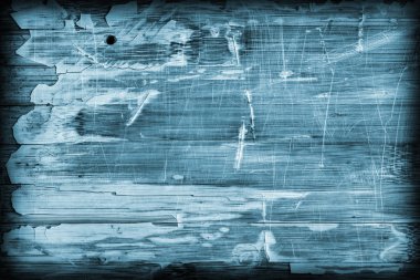 Eski mavi lekeli vernikli ahşap Lamine Panel çizilmiş soyulmuş Vignette Grunge doku kırık