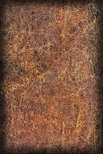 Starý přírodní hnědá hovězí Creasy hrubé Vignette Grunge textury vzorek — Stock fotografie