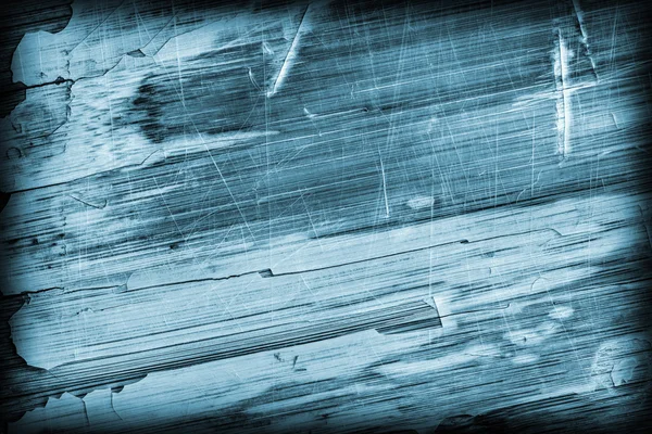 Gamle, blå, lakkert, lakkert treaktig laminert panel knust skrapet Vignett Grunge-tekstur – stockfoto