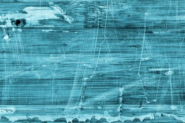 Eski ahşap Lamine Panel mavi vernikli lekeli tırmalamak soyulmuş Grunge doku kırık