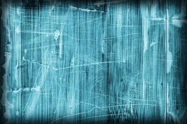 Eski ahşap Lamine Panel mavi vernikli lekeli tırmalamak soyulmuş Vignette Grunge doku kırık