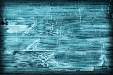 Eski ahşap Lamine Panel mavi vernikli lekeli tırmalamak soyulmuş Vignette Grunge doku kırık