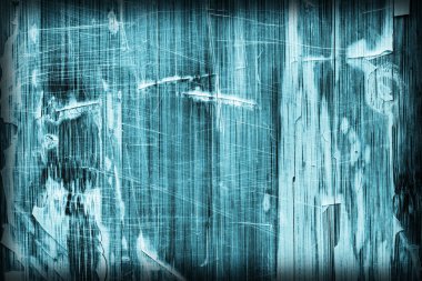 Eski ahşap Lamine Panel mavi vernikli lekeli tırmalamak soyulmuş Vignette Grunge doku kırık