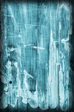 Eski ahşap Lamine Panel mavi vernikli lekeli tırmalamak soyulmuş Vignette Grunge doku kırık