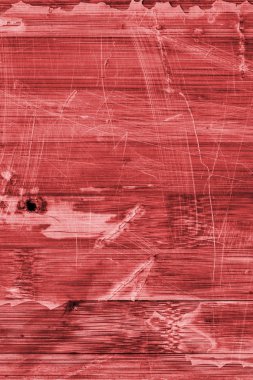 Eski ahşap Lamine paneli kırmızı vernikli lekeli tırmalamak soyulmuş Grunge doku kırık