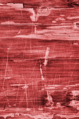Eski ahşap Lamine paneli kırmızı vernikli lekeli tırmalamak soyulmuş Grunge doku kırık