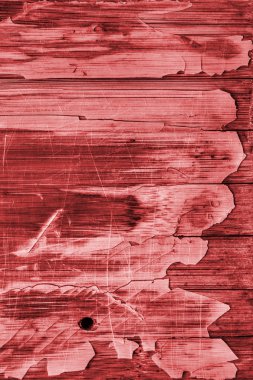 Eski ahşap Lamine paneli kırmızı vernikli lekeli tırmalamak soyulmuş Grunge doku kırık