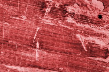 Eski ahşap Lamine paneli kırmızı vernikli lekeli tırmalamak soyulmuş Grunge doku kırık