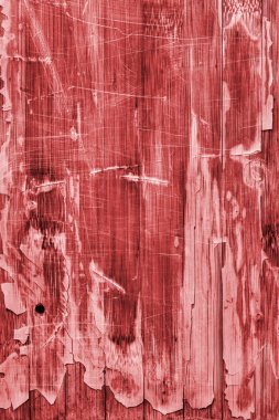 Eski ahşap Lamine paneli kırmızı vernikli lekeli tırmalamak soyulmuş Grunge doku kırık