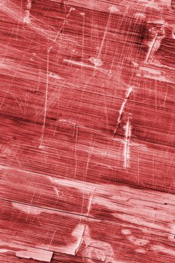 Eski ahşap Lamine paneli kırmızı vernikli lekeli tırmalamak soyulmuş Grunge doku kırık