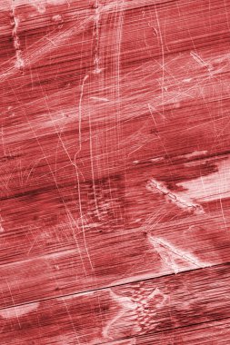Eski ahşap Lamine paneli kırmızı vernikli lekeli tırmalamak soyulmuş Grunge doku kırık