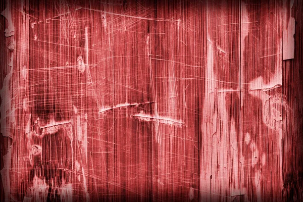 Vieux panneau stratifié en bois rouge teinté verni fissuré rayé Vignette pelée Grunge Texture — Photo