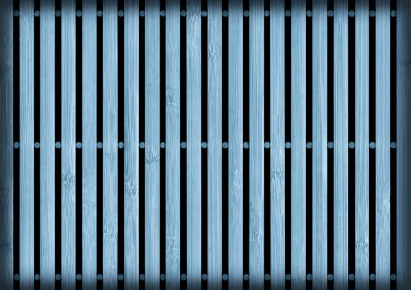 Esteira de lugar de bambu branqueado azul manchado e Mottled Vignette Grunge detalhe da textura — Fotografia de Stock