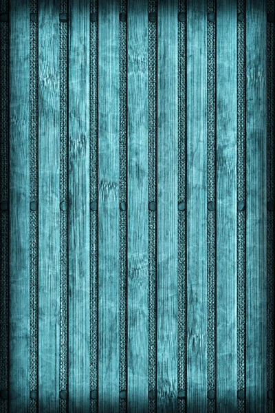 Bamboe placemat cyaan gekleurd gebleekt en gevlekt vignet Grunge textuur — Stockfoto