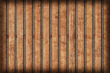 Bambu yer Mat doğal koyu sarı ağartılmış ve Vignette Grunge doku tasarlamak