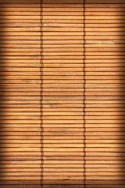 Bamboo Mat Natural Ocher Grunge Vignette Texture Sample — Stock Photo, Image