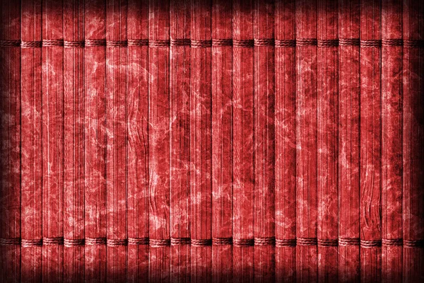 Tapete de bambu branqueado e manchado vermelho vinheta grunge textura amostra — Fotografia de Stock