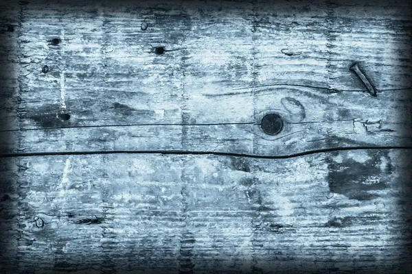 Stary wyblakły pęknięty drewno kwadrat uciąg barwiony niebieski winieta Grunge tekstury powierzchni detal — Zdjęcie stockowe
