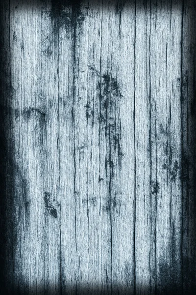 Old Knotted Weathered Cracked Rotten Wood Blue Vignette Grunge Texture — Stock Photo, Image