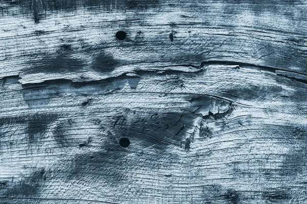 Old Knotted Weathered Cracked Rotten Wood Blue Vignette Grunge Texture — Stock Photo, Image