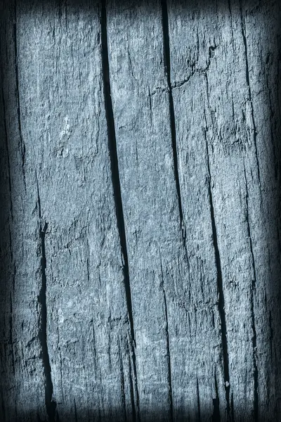 Viejo anudado envejecido agrietado madera podrida azul viñeta grunge textura — Foto de Stock
