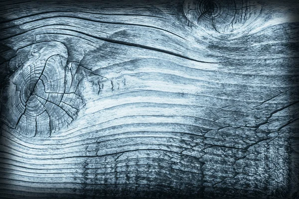 Vecchio annodato incrinato legno marcio blu Vignetta Grunge Texture — Foto Stock