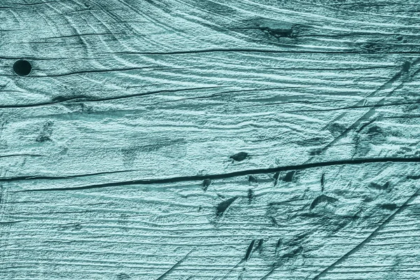 Old Weathered Cracked Rotten Wood Bleached and Stained Cyan Grunge Texture — Stock Photo, Image