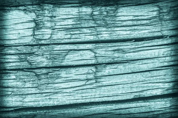 Régi kopott repedt korhadt fát fehérített és festett cián matrica Grunge textúra — Stock Fotó