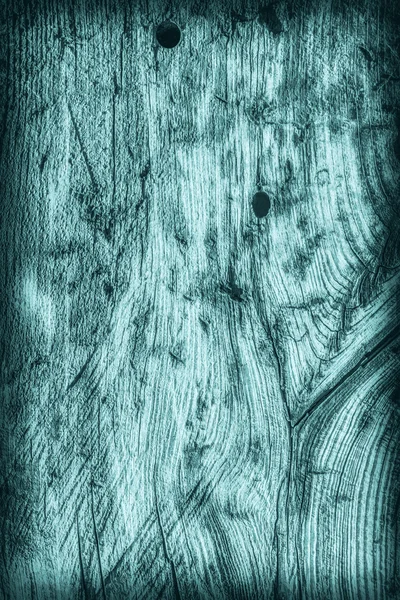 Alte geknotete verwitterte rissige morsche Holz gebeizt Cyan Vignette Grunge Textur — Stockfoto
