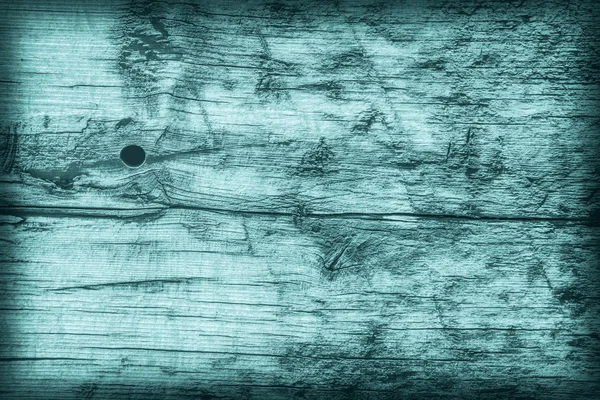 Stary wiązane wyblakły pęknięty zbutwiałe drewno barwione cyjan winieta Grunge tekstury — Zdjęcie stockowe