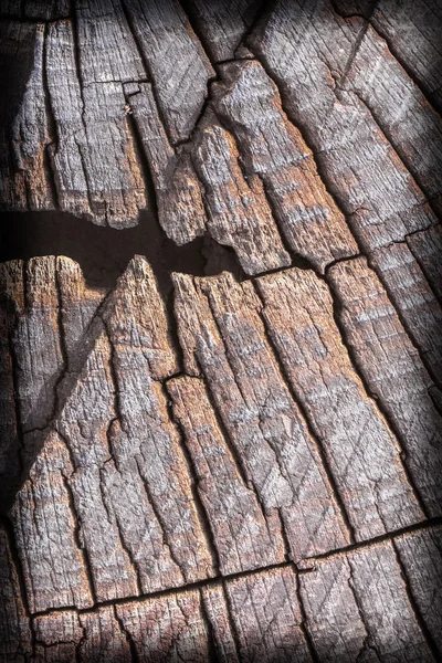 Old Timber Bollard Weathered Rotten Cracked Bituminous Top Surface Vignette Grunge Texture