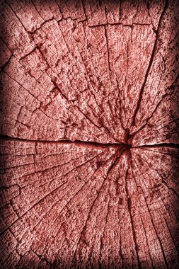 Eski ahşap baba çürük kırık üst yüzeyi kırmızı Vignette Grunge doku lekeli yıpranmış