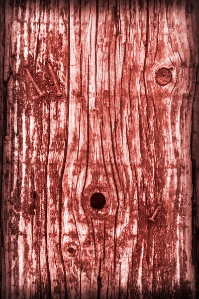 Old Weathered Rotten Cracked Wood Stained Red Vignette Grunge Surface Texture — Stock Photo, Image