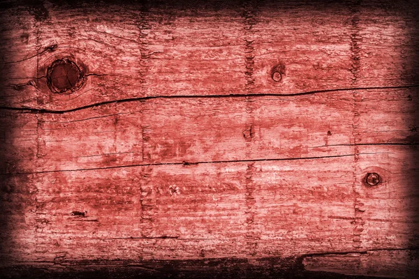 Stary wyblakły zbutwiałe drewno pęknięty Witraż czerwony winieta Grunge tekstury powierzchni — Zdjęcie stockowe