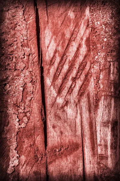 Old Weathered Rotten Cracked Wood Stained Red Vignette Grunge Surface Texture — Stock Photo, Image