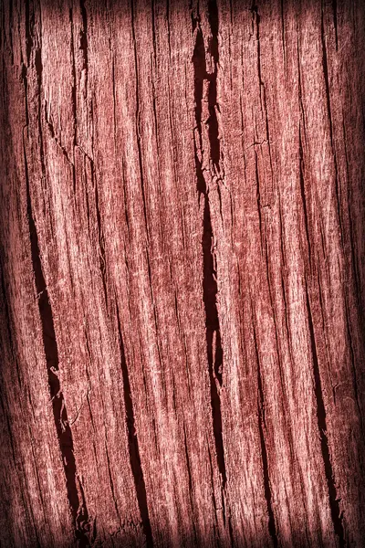 Vieux noué altéré fissuré pourri bois taché rouge Vignette Grunge texture — Photo