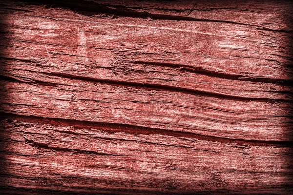 Old Knotted Weathered Cracked Rotten Wood Stained Red Vignette Grunge Texture — Stock Photo, Image
