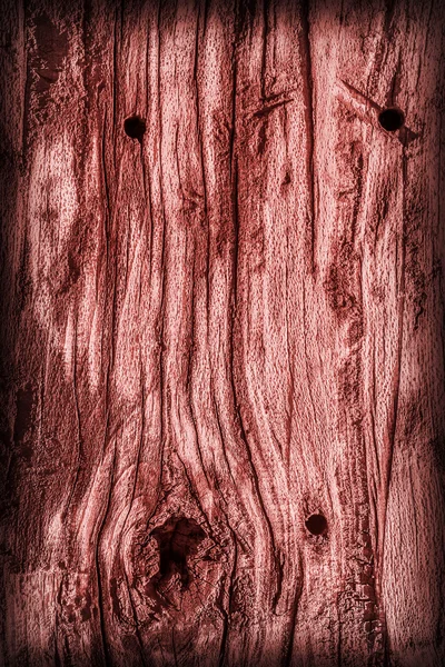 Old Knotted Weathered Cracked Rotten Wood Stained Red Vignette Grunge Texture — Stock Photo, Image
