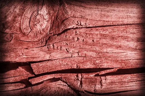 古い結び目風化割れ腐った木赤ビネット グランジ テクスチャをステンド グラス — ストック写真