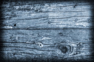 Mavi Vignette Grunge doku eski yıpranmış kırık Floorboard Planking lekeli