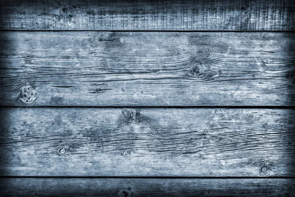 Gamla väderbitna knäckt brädan bordläggning färgas blå Vignette Grunge konsistens — Stockfoto