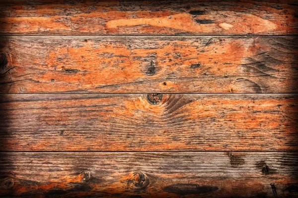 Oude verweerde gelakte Pine houten vloer, vignet Grunge Texture Detail — Stockfoto
