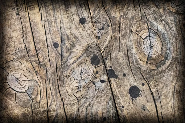 老风化破碎朽烂的木地板 Vignette Grunge 纹理 — 图库照片