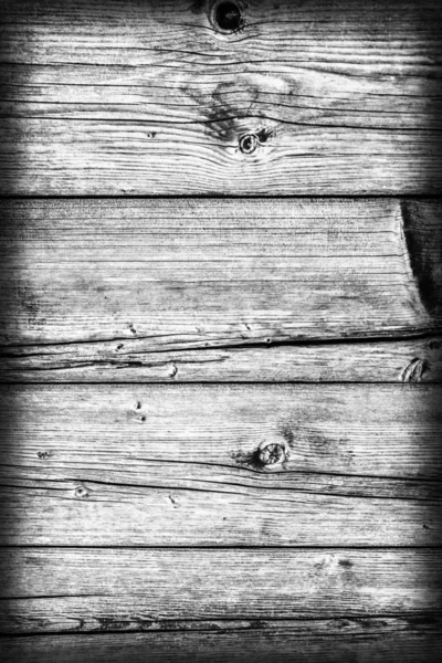 Old Weathered Cracked Floorboard Planking Bleached and Stained Gray Vignette Grunge Texture — Stock Photo, Image