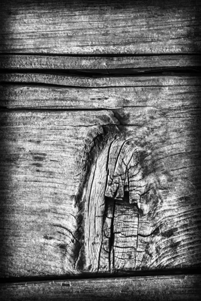 Velho Weathered rachado floorboard prancha manchado cinza vinheta Grunge textura — Fotografia de Stock
