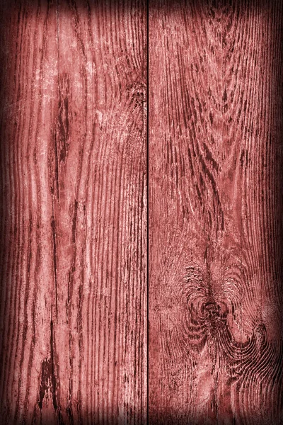Gamla väderbitna knäckt brädan bordläggning färgas röd Vignette Grunge konsistens — Stockfoto
