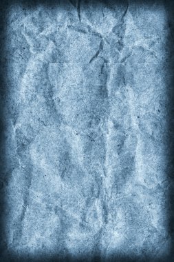 Geri dönüşüm kahverengi Kraft kağıt buruşuk lekeli soluk toz mavi Vignette Grunge doku tasarlamak